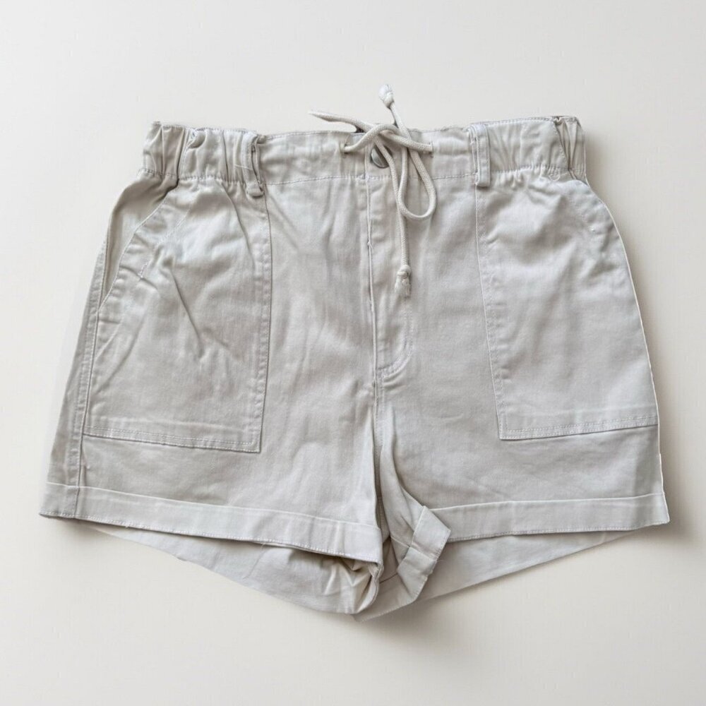 No Comment Shorts Womens Size Large Cotton Blend Beige Neutral Khaki
